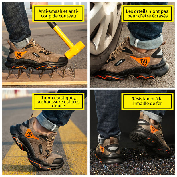 Fizzhiss Chaussures de travail de sécurité respirantes quatre saisons anti-smash et anti-coup