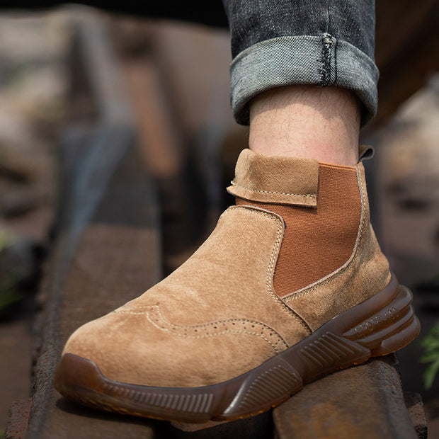 Fizzhiss  Chaussures de sécurité basses antidérapantes en cuir suédé résistant aux éclaboussures