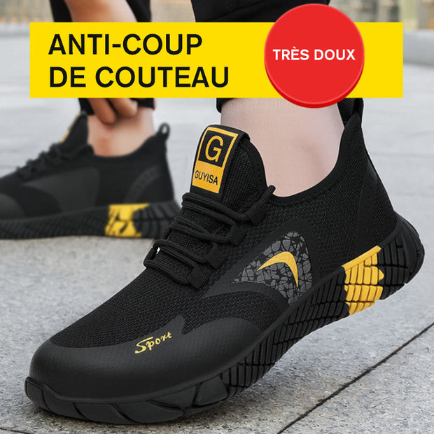 Fizzhiss Chaussures de travail  à semelles souples en caoutchouc anti-smash et anti-crevaison