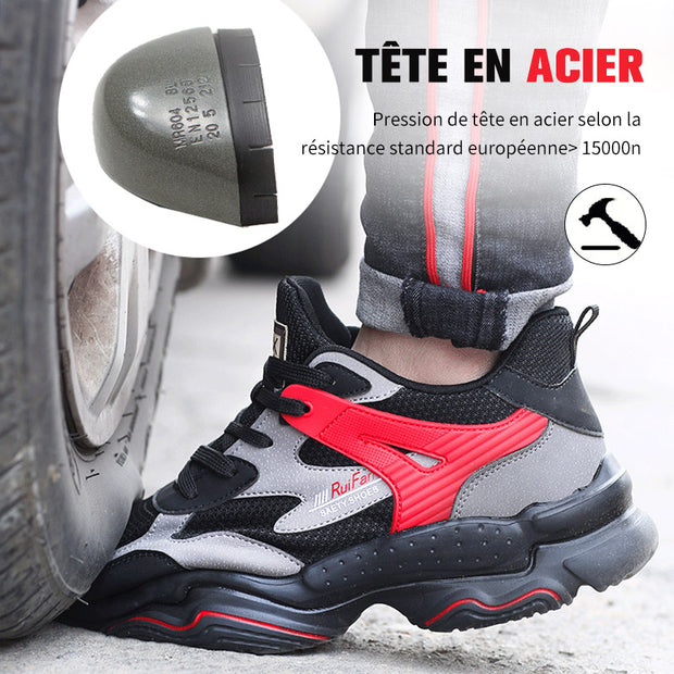 Fizzhiss Chaussures de protection toutes saisons anti-fracassantes, anti-coups, respirantes, douces et antidérapantes