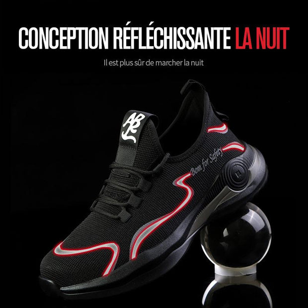 Fizzhiss Chaussures de protection d'été respirantes, confortables et élégantes, résistantes aux crevaisons