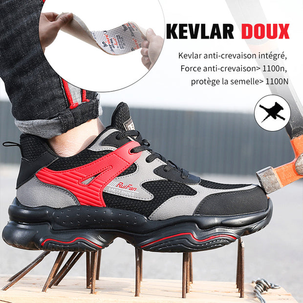 Fizzhiss Chaussures de protection toutes saisons anti-fracassantes, anti-coups, respirantes, douces et antidérapantes