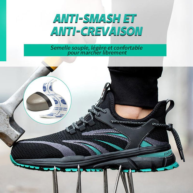Fizzhiss Chaussures de travail de protection légères et confortables antidérapantes et résistantes à l'usure