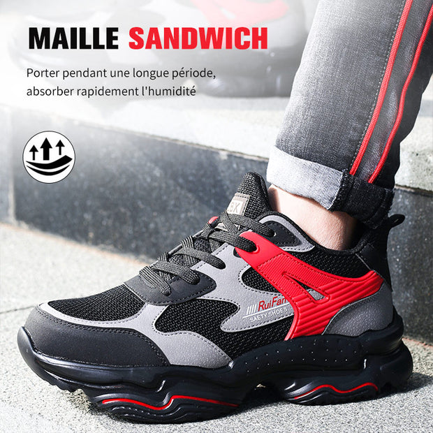 Fizzhiss Chaussures de protection toutes saisons anti-fracassantes, anti-coups, respirantes, douces et antidérapantes