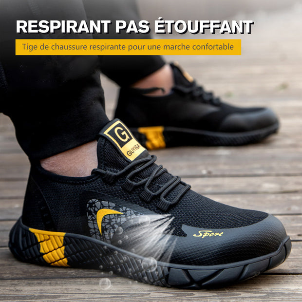 Fizzhiss Chaussures de travail  à semelles souples en caoutchouc anti-smash et anti-crevaison