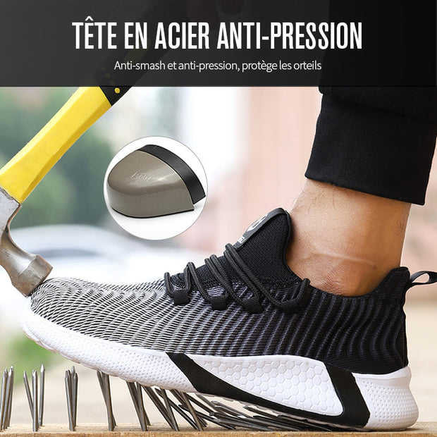 Fizzhiss Chaussures de sécurité respirantes, résistantes aux chocs et aux perforations