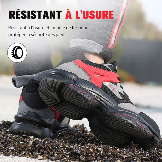 Fizzhiss Chaussures de protection toutes saisons anti-fracassantes, anti-coups, respirantes, douces et antidérapantes