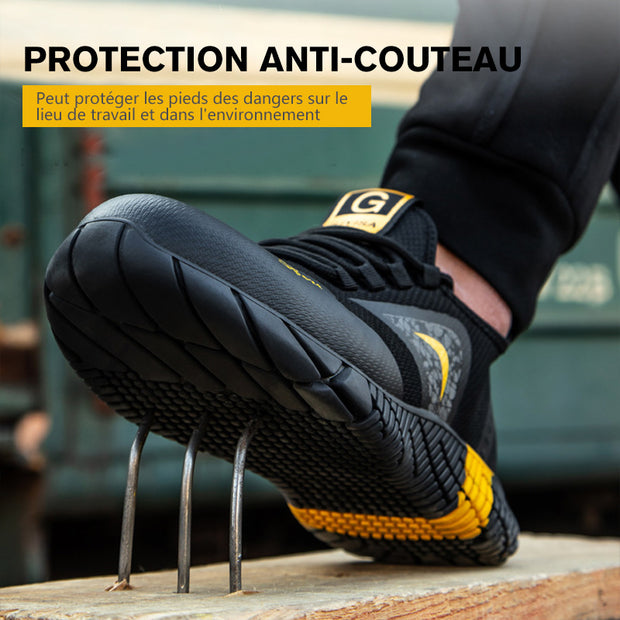 Fizzhiss Chaussures de travail  à semelles souples en caoutchouc anti-smash et anti-crevaison