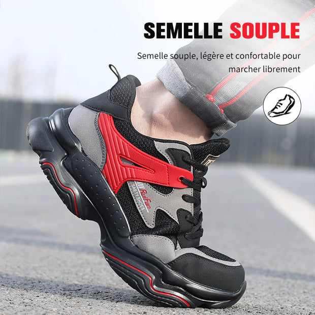 Fizzhiss Chaussures de protection toutes saisons anti-fracassantes, anti-coups, respirantes, douces et antidérapantes