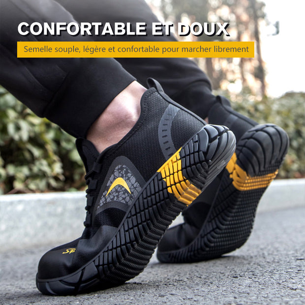 Fizzhiss Chaussures de travail  à semelles souples en caoutchouc anti-smash et anti-crevaison
