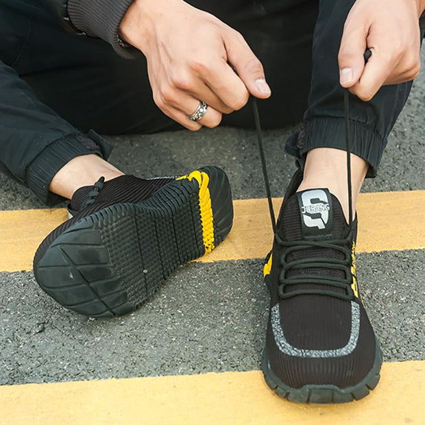 Fizzhiss Chaussures de travail de sécurité respirantes, résistantes à l'usure et aux perforations